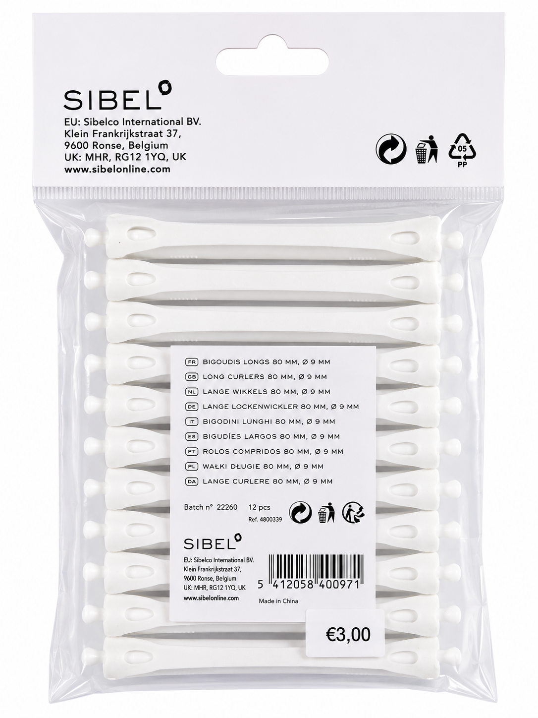Sibel Zelfklevende Permanentwikkels 80 mm x Ø 9 mm – 12 Stuks