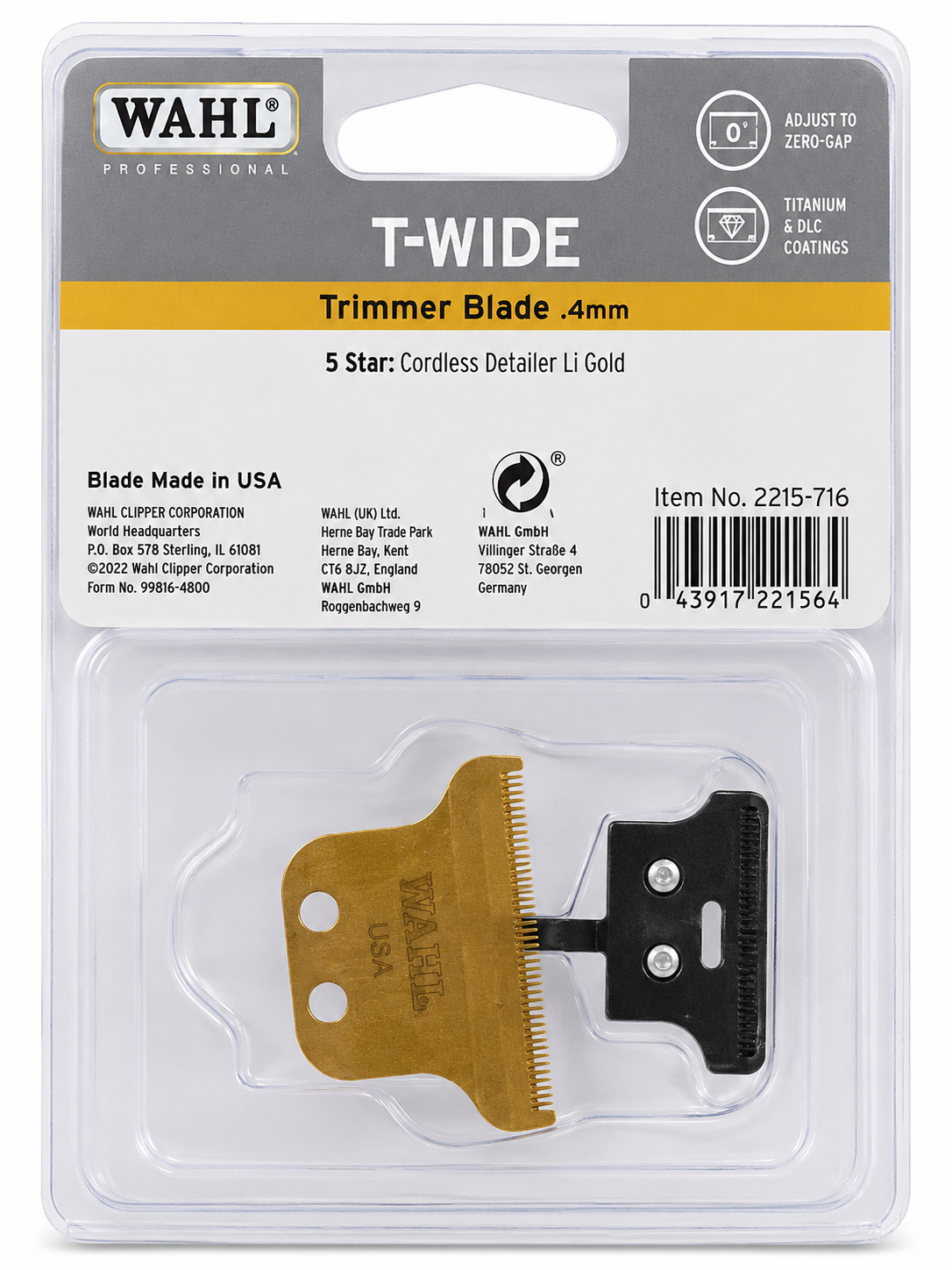 Wahl T-Wide Trimmer Blade Gold